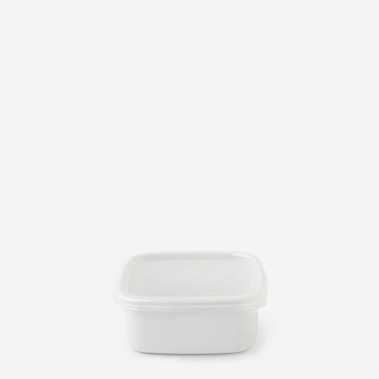 Square white enamel box S - Nodahoro - iRASSHAi