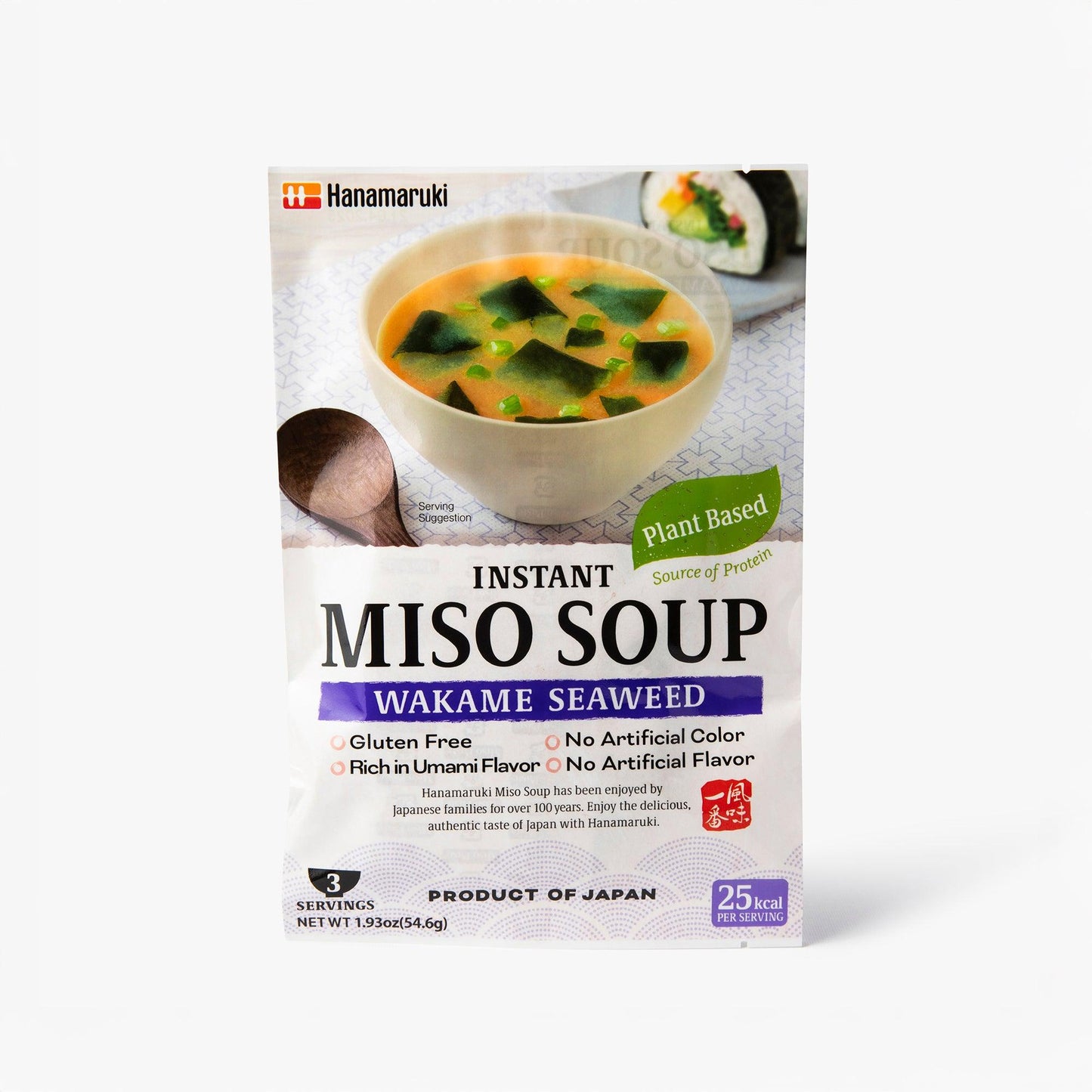 Sopa instantánea de miso con alga wakame 3 raciones ⋅ hanamaruki ⋅ 54g
