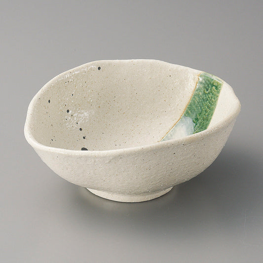 Cuenco Inakamichi textura blanca y verde ⋅ Minnano Souko