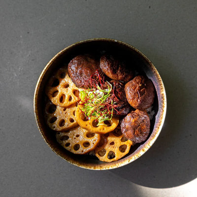 Ricetta per il donburi di Shiitake Renkon