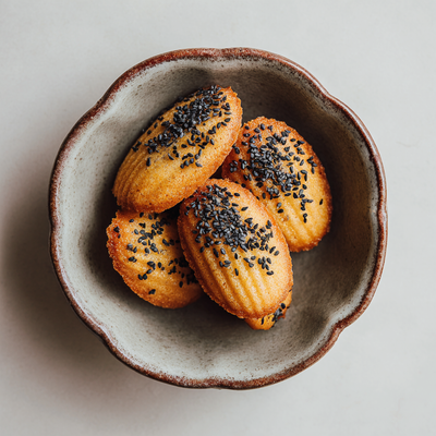 Black sesame madeleines