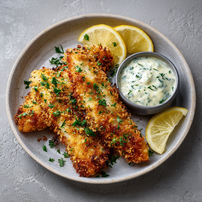 Crispy panko fish and chips