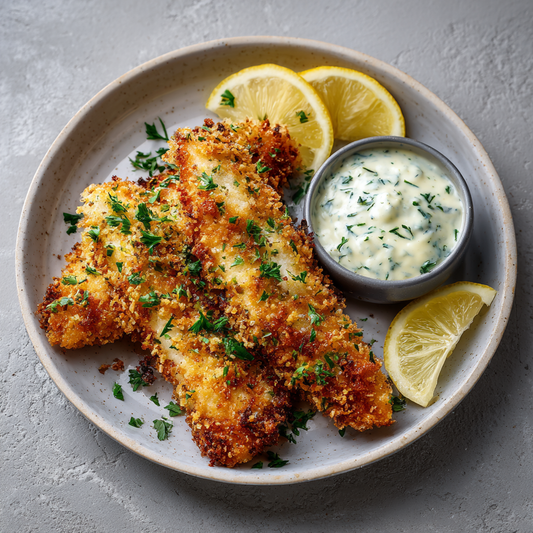 Crispy panko fish and chips
