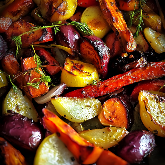 verduras asadas glaseadas con miso