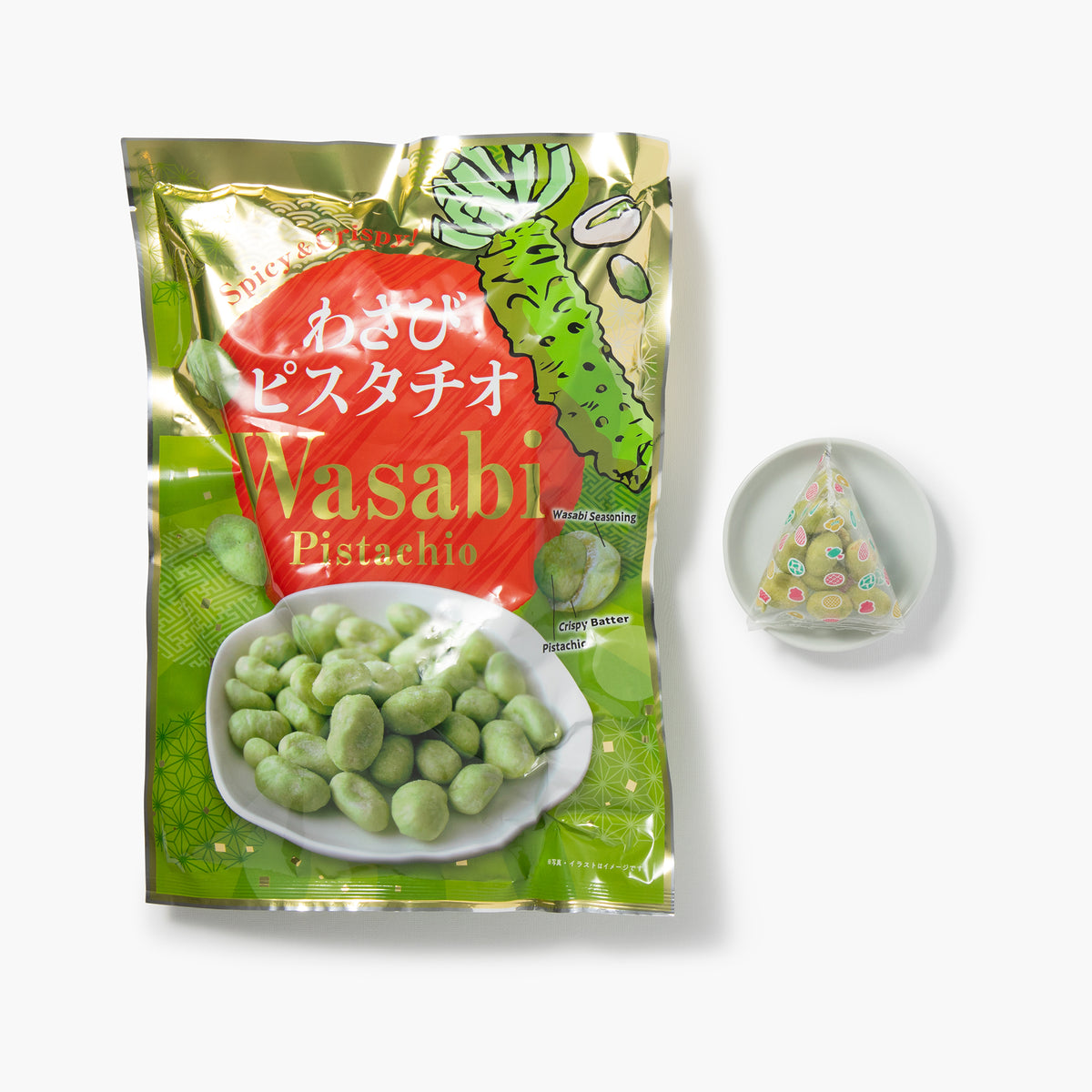 Aperitivos de pistachos con wasabi ⋅ Tokunaga Seika ⋅ 195 g