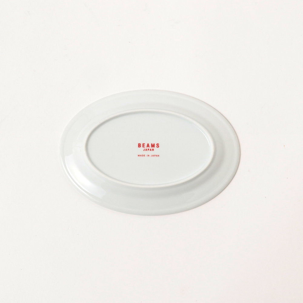 Piatto piano per gyoza con logo rosso ⋅ BEAMS JAPAN