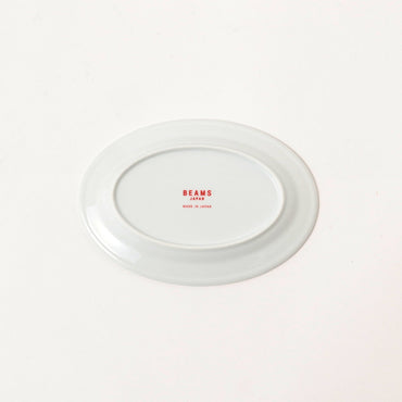Piatto piano per gyoza con logo rosso ⋅ BEAMS JAPAN