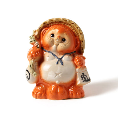 Estatua de tanuki de cerámica Shigaraki naranja ⋅ BEAMS JAPAN
