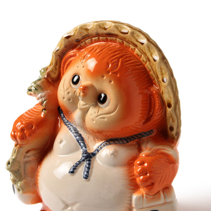 Estatua de tanuki de cerámica Shigaraki naranja ⋅ BEAMS JAPAN