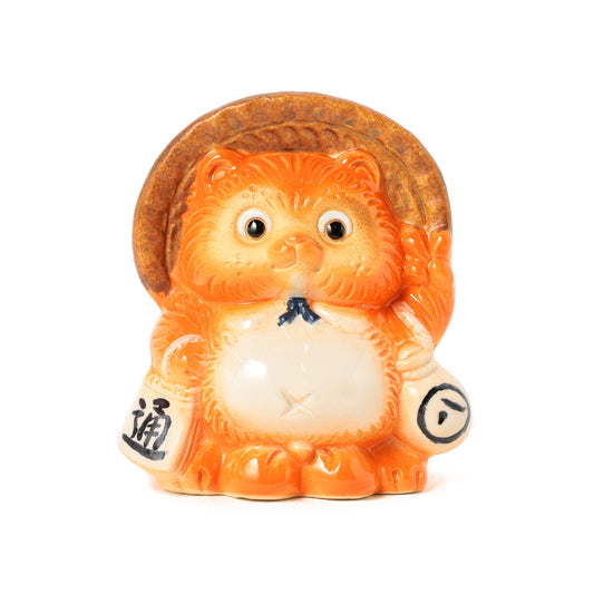 Salvadanaio a forma di tanuki in ceramica Shigaraki arancione ⋅ BEAMS JAPAN