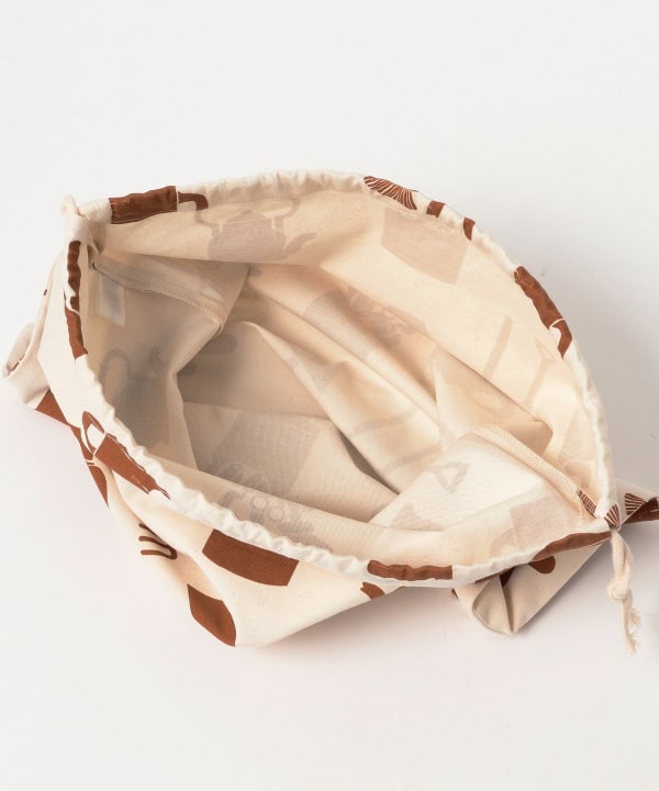 Grand sac à cordons blanc × marron ⋅ Katsuyama Yachiyo