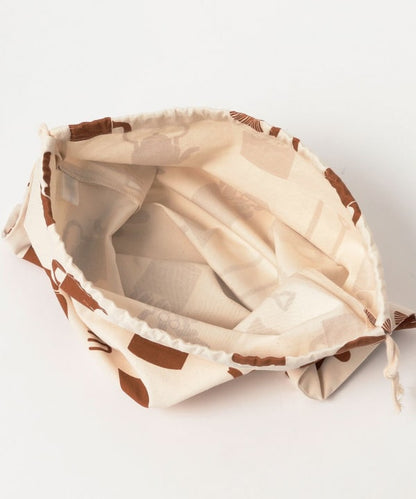 Grand sac à cordons blanc × marron ⋅ Katsuyama Yachiyo