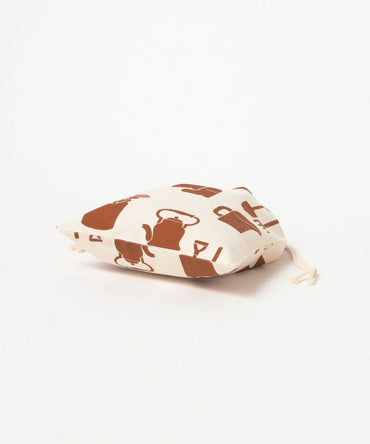 Klein wit tasje met koordjes × bruin ⋅ Katsuyama Yachiyo