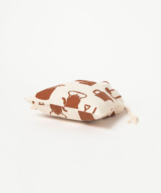 Klein wit tasje met koordjes × bruin ⋅ Katsuyama Yachiyo
