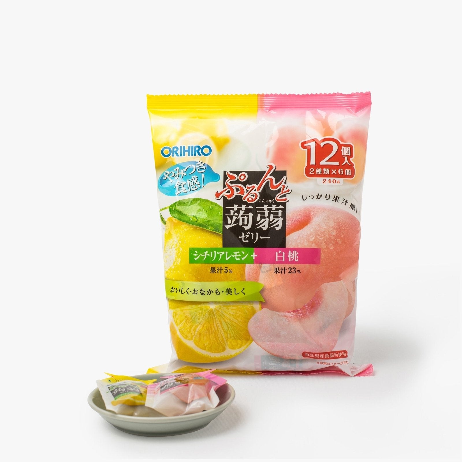 Gelées de konjac au citron et à la pêche blanche - 240g - Orihiro - iRASSHAi