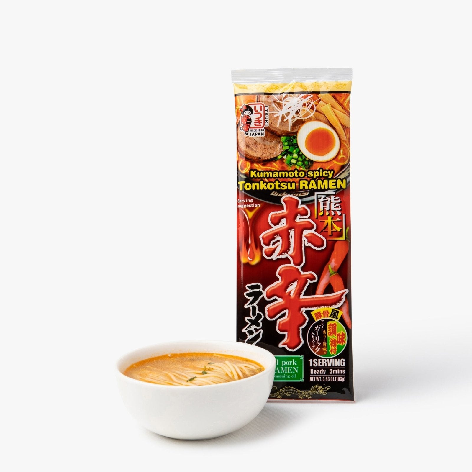 Ramen tonkotsu vegan épicé (1 portion) - 103g - Itsuki foods - iRASSHAi