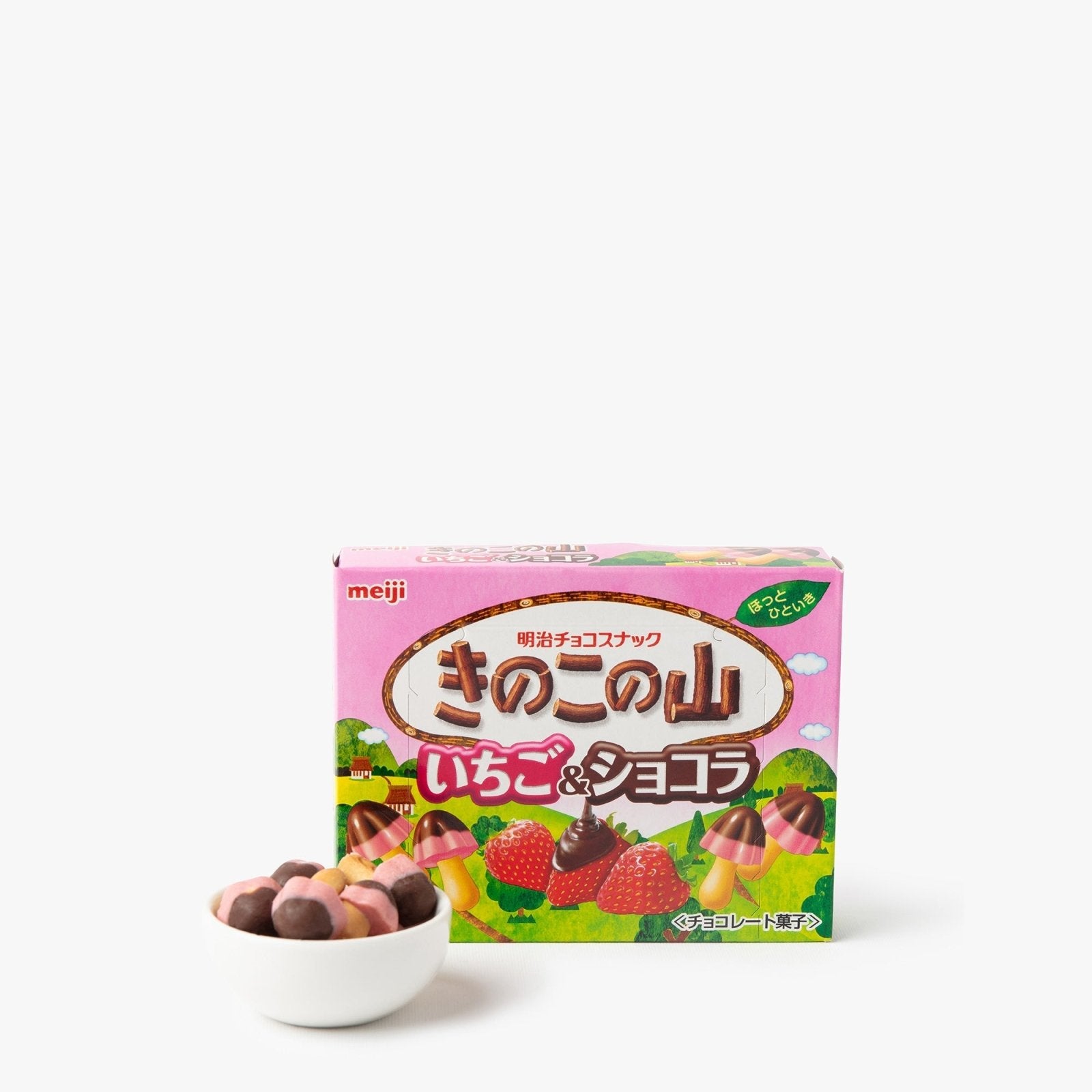 Biscuits chocolat fraise en forme de champignon - 64g - Meiji - iRASSHAi