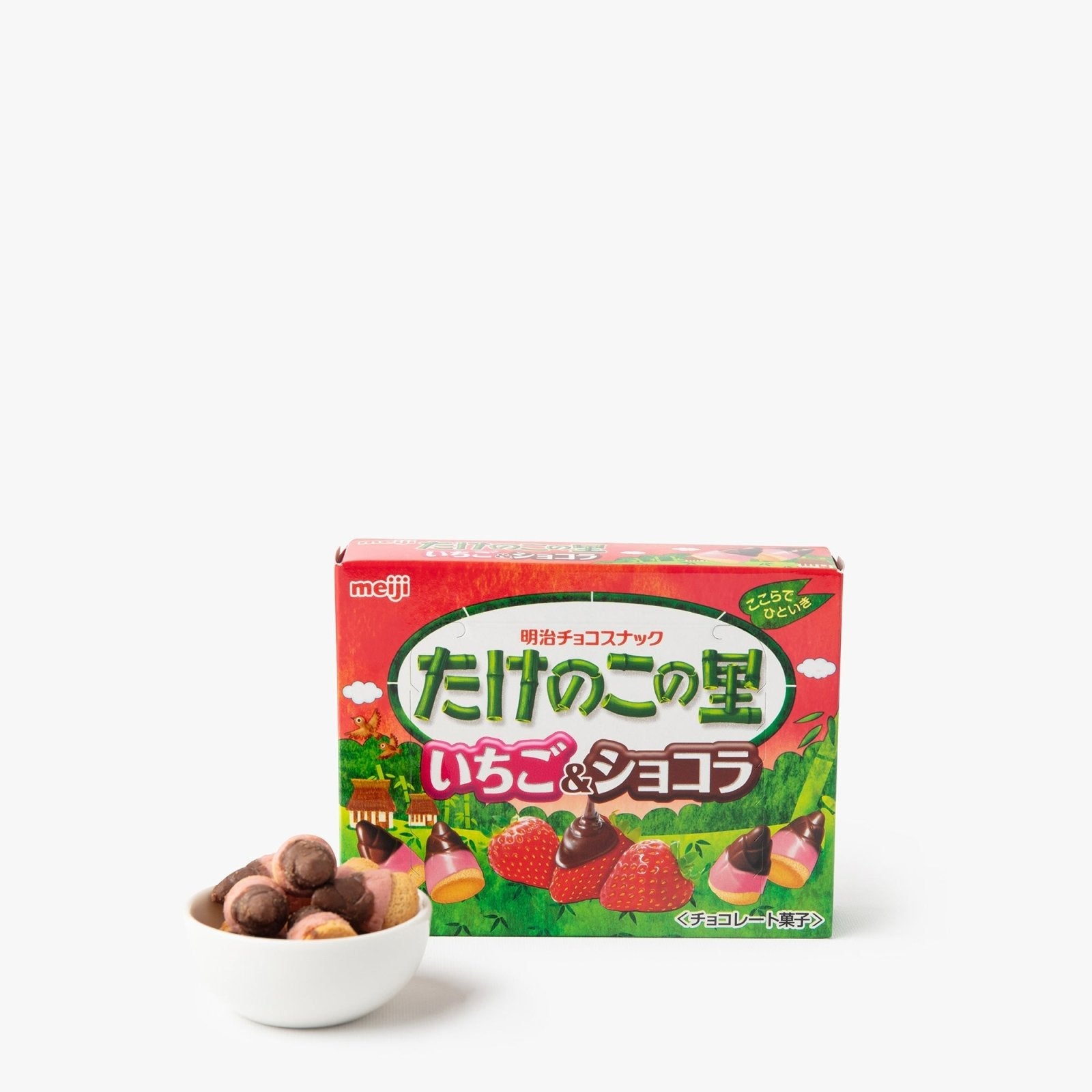 Biscuits chocolat fraise en forme de bambou - 61g - Meiji - iRASSHAi