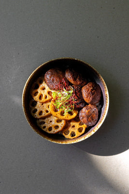 Rezept für Shiitake Renkon donburi