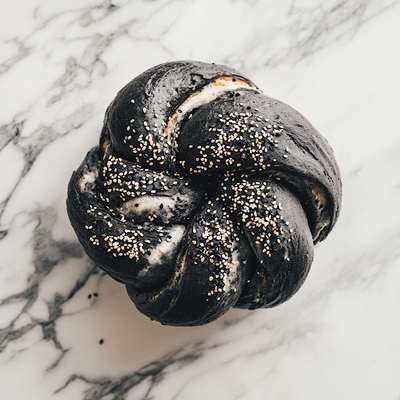 Black sesame and black sugar brioche