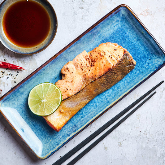 Grilled salmon with red miso