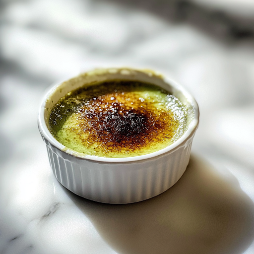 Crème brûlée with matcha