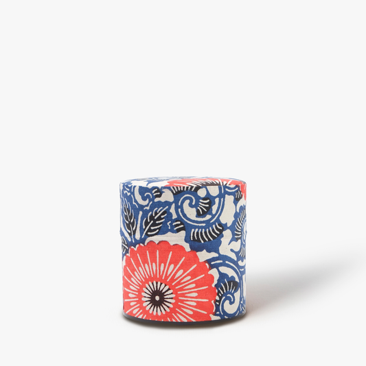 Haikara washi tea caddy dark blue and orange ⋅ Yamaco