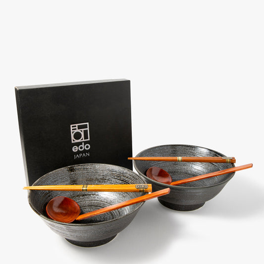 Black ceramic ramen bowl set 22cm ⋅ Emro Aziatica