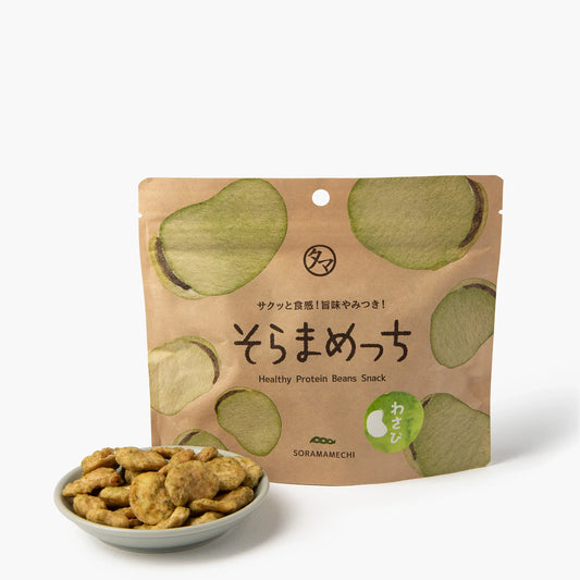Crispy wasabi soramame peas ⋅ Tamachan Shop ⋅ 80g