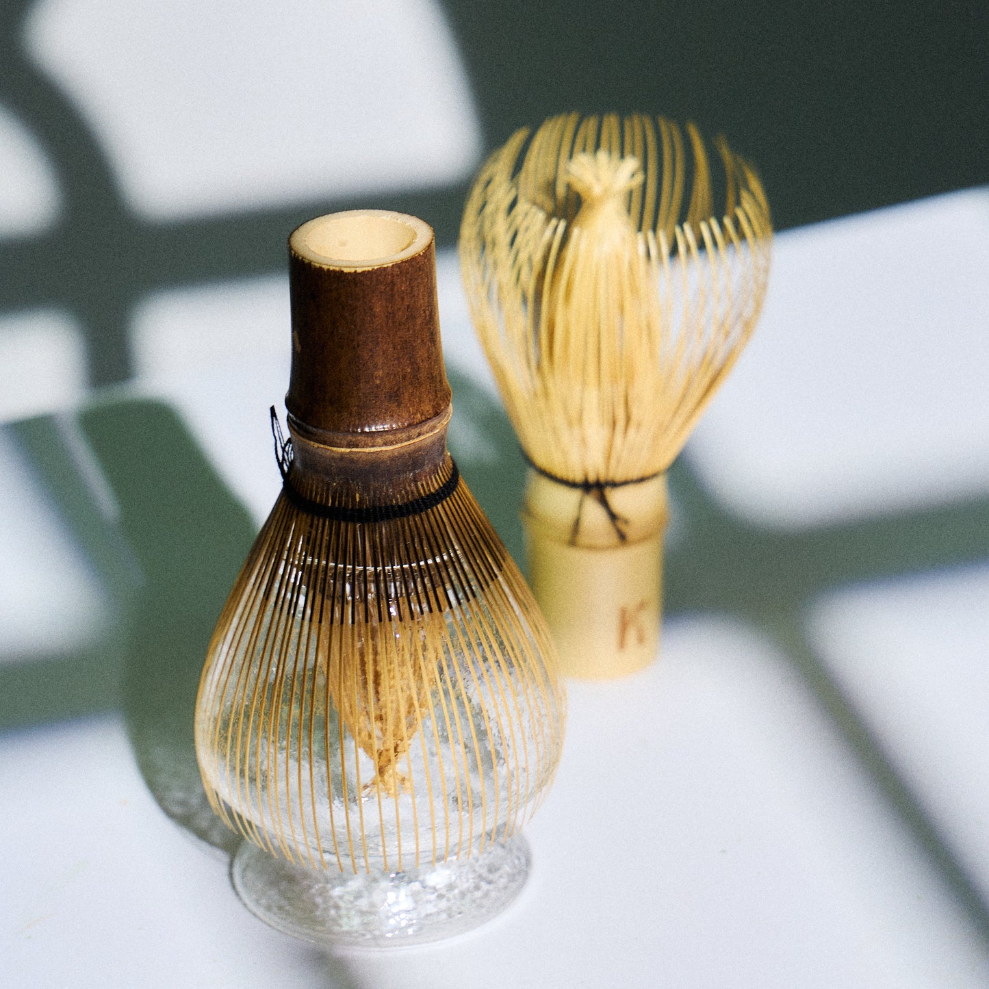 Matcha chasen-naoshi whisk holder in glass ⋅ KURA-GE