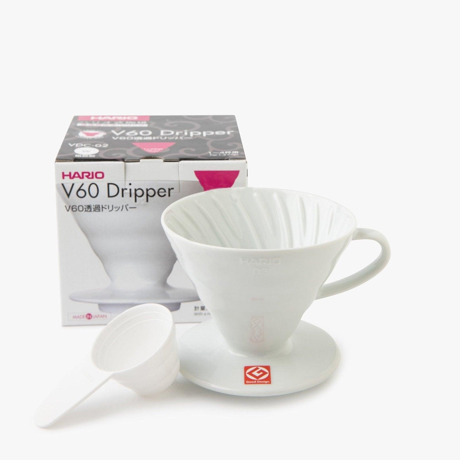 Coffee dripper for V60 in white ceramic - large model - Hario - iRASSHAi