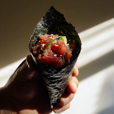 Temaki de atún picante (Negitoro Temaki)