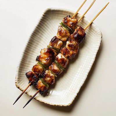 Yakitori de pollo con salsa tare casera